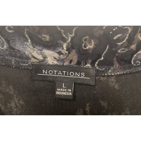 Womens Y2K Black Sleeveless Velvet Top With Floral Pattern & Cowl Neck L Retro W - Picture 3 of 5